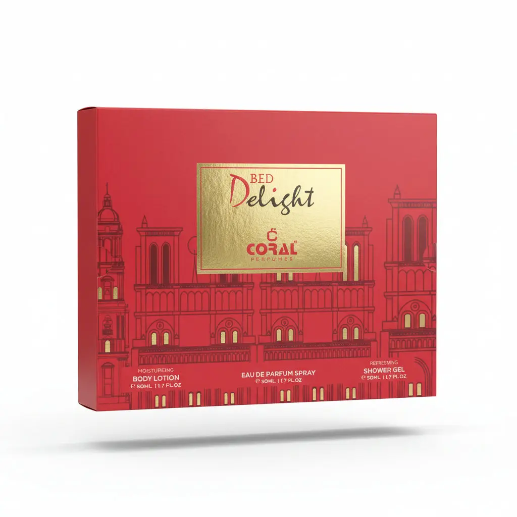 Coral Red Delight Pour Femme Gift Set for Women – 50ml EDP Perfume + 50ml Body Lotion + 50ml Shower Gel