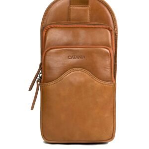 Premium Leather Crossbody Bag (Tan)