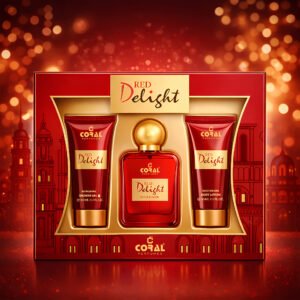 Coral Red Delight Pour Femme Gift Set for Women – 50ml EDP Perfume + 50ml Body Lotion + 50ml Shower Gel