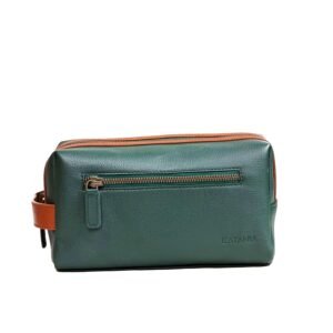 Premium Leather Toiletry Kit – Travel Organizer with Waterproof Lining (Green)